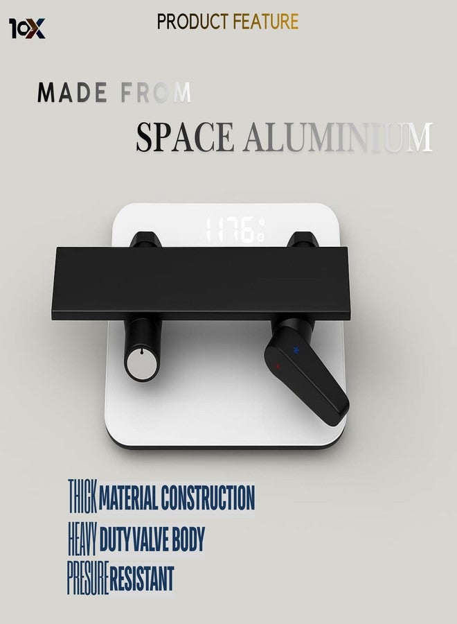 10X All Black Wall Mixer 2 in 1 for Bathroom ZH-14009 | Hot & Cold | Piano Key Controls | Dual Flow (Waterfall & Normal) | Modern Flat Design - Image 3